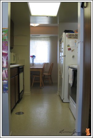 Hallway with a stove