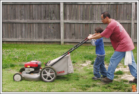 Mowing the lawn